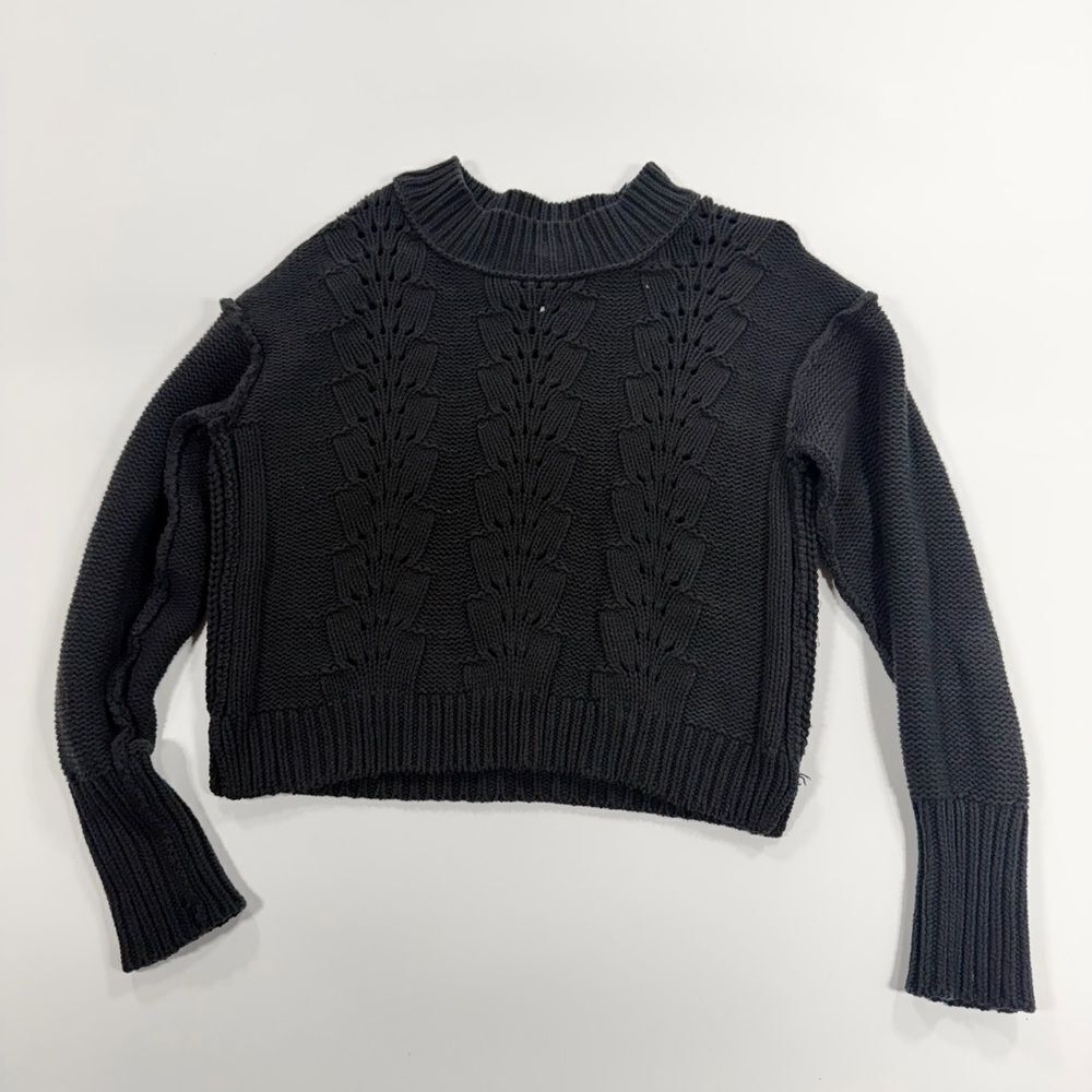 Free People Black Cable Knit Women's Sweater Medium